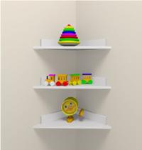 Kit 3 Prateleiras de Canto MDF Cozinha Escritório Quarto 35 cm Nicho Várias Cores - Beca Baby