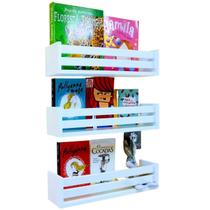 Kit 3 Prateleiras de Livros e Revistas Estante Nicho Organizador de Brinquedos Mdf 55 cm