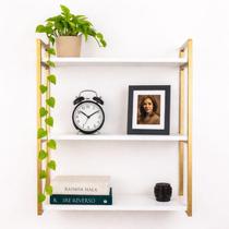 Kit 3 Prateleiras de Parede Industrial Ferro e MDF Porta Quadros, Livros, Brinquedos e Decoração