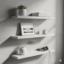 Kit 3 Prateleiras em MDf Branco Texturizado 60x20