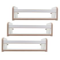 Kit 3 Prateleiras Estante Suspensa Parede Porta Livros Revistas Madeira MDF Branca 45cm
