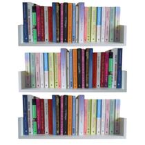 Kit 3 Prateleiras Flutuante 60cm x 20cm x 11,5cm Suporte Invisivel Para Livros e Decoração - MDF Branco Kit 3 Prateleiras Flutuante 60cm x 20cm x 11,5cm Suporte Invisivel Para Livros e Decoração - MDF Branco
