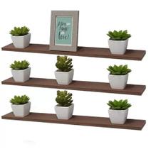 Kit 3 Prateleiras MDF 15mm - 65x15cm - amadeirado escuro/nogal + suporte invisível Kit 3 Prateleiras MDF 15mm - 65x15cm - amadeirado escuro/nogal + suporte invisível