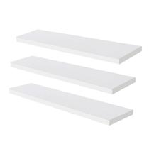 Kit 3 Prateleiras Mdf Branca 60X20Cm Suporte Invisível