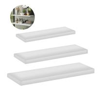 Kit 3 Prateleiras Mdf Branca Suporte Invisível 10X30 - 10X50 - 10X70
