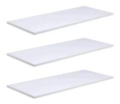 Kit 3 Prateleiras Mdf/mdp 15mm Organizador De Parede Suporte Cantoneira 30x15 Branco - Madeira 03