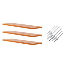 Kit 3 Prateleiras Mdf Suporte Invisível Flutuante 70cm Laqueada Terracota - Organizze Móveis