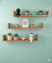 Kit 3 Prateleiras Nichos em U 60x15 100 MDF com Suportes Cantoneira Cadeirinha Kit 3 Prateleiras Nichos em U 60x15 100 MDF com Suportes Cantoneira Cadeirinha