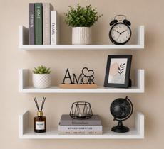 Kit 3 Prateleiras para Livros, Decoração 60cm X 20cm X 11,5cm 100 Mdf Branco