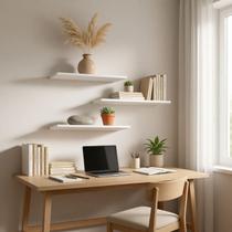 Kit 3 Prateleiras Parede 60cm MDF Nicho Sala Quarto Cozinha Cor:Preto