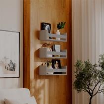 Kit 3 Prateleiras Porta Objetos Cinza Claro 60 x 12cm Suporte Invisivel