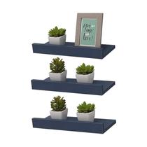 Kit 3 Prateleiras Porta Quadros 40 x 15cm azul Suporte Invisível Kit 3 Prateleiras Porta Quadros 40 x 15cm azul Suporte Invisível