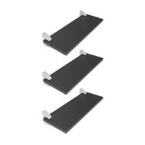 Kit 3 Prateleiras Preto Com Suporte Bico Tucano MDF Multiuso 40X20