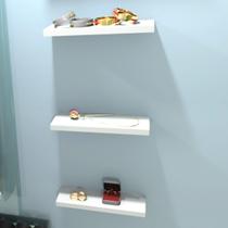 Kit 3 Prateleiras Reta Branca em MDF 25x8 Para Decoração/Sala/Quarto/Escritório a Kit 3 Prateleiras Reta Branca em MDF 25x8 Para Decoração/Sala/Quarto/Escritório a