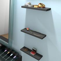 KIt 3 Prateleiras Reta Preta 25x8 Em MDF Para Decoração/Sala/Quarto/Escritório