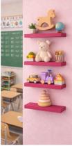 Kit 3 Prateleiras Rosa 25x10 Decorativa e Organizadora para Clínica Quarto Infantil e Recepção Versátil e M
