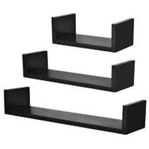 Kit 3 Prateleiras U 30/35/40 cm Preto Decoração - Bali modulares