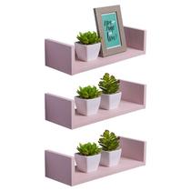 Kit 3 Prateleiras U 50 x 10cm Rosa Claro Suporte Invisível Kit 3 Prateleiras U 50 x 10cm Rosa Claro Suporte Invisível
