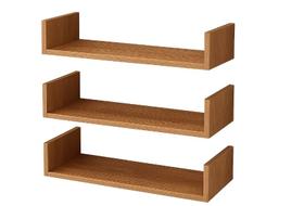 Kit 3 prateleiras u- 50x15 madeirada nichos livros revistas quarto cozinha decoraçao sala