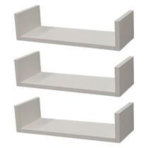 Kit 3 Prateleiras U 60 x 15cm Branca Suporte Invisível Kit 3 Prateleiras U 60 x 15cm Branca Suporte Invisível