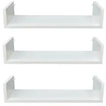 Kit 3 Prateleiras U Mdf 45x15cm Branco Nicho Livros Revista Kit 3 Prateleiras U Mdf 45x15cm Branco Nicho Livros Revista