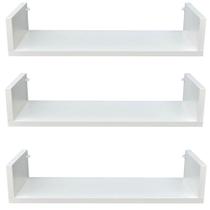 Kit 3 Prateleiras U Mdf 50x20 Branco Nicho Livros Revista