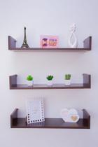 Kit 3 Prateleiras U Mdf 60x15 Tabaco Nicho Livros Revista Kit 3 Prateleiras U Mdf 60x15 Tabaco Nicho Livros Revista