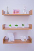 Kit 3 Prateleiras U Mdf 60x20 Freijó Nicho Livros Revista