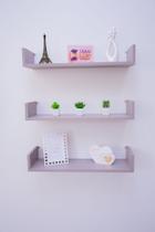 Kit 3 Prateleiras U Mdf 65x25 Cinza Nicho Livros Revista