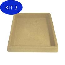 Kit 3 Prato Base Quadrado Para Vaso De Planta Em Polietileno 22 Cm - Foster Plast