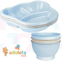 Kit 3 Pratos + 3 Tigelas Infantis Cajovil Azul