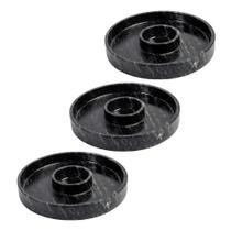 Kit 3 Pratos com Molheira Pedra Sabão Servir Carnes 22CM Industria São Jose