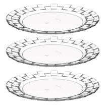 Kit 3 Pratos Médios 19cm Transparentes Crippa para Servir Sobremesa Doces Petiscos Mesa Posta Kit 3 Pratos Médios 19cm Transparentes Crippa para Servir Sobremesa Doces Petiscos Mesa Posta