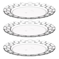 Kit 3 Pratos Médios 19cm Transparentes Crippa para Servir Sobremesa Doces Petiscos Mesa Posta Kit 3 Pratos Médios 19cm Transparentes Crippa para Servir Sobremesa Doces Petiscos Mesa Posta
