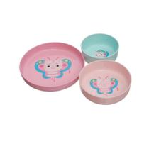 Kit 3 Pratos Pacific Kouii Borboleta Pipa Rosa e Azul