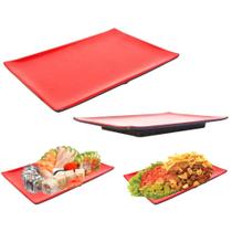 Kit 3 Pratos para Sushi Culinaria Oriental 28x19cm Vermelho Wellmix