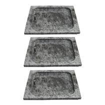 Kit 3 Pratos Quadrado Raso Servir Porção Pedra Sabão G 24x24 Kit 3 Pratos Quadrado Raso Servir Porção Pedra Sabão G 24x24