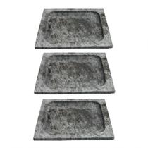 Kit 3 Pratos Quadrado Raso Servir Porção Pedra Sabão P 20X20. Kit 3 Pratos Quadrado Raso Servir Porção Pedra Sabão P 20X20.