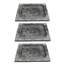 Kit 3 Pratos Quadrado Raso Servir Porção Pedra Sabão P 20X20 Kit 3 Pratos Quadrado Raso Servir Porção Pedra Sabão P 20X20