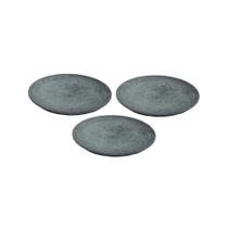 Kit 3 Pratos Raso Redondo Pedra Sabão Sobremesa E Bolos 30Cm