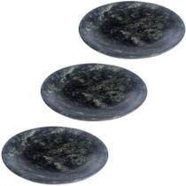 Kit 3 Pratos Rasos De Pedra Sabão 18 cm