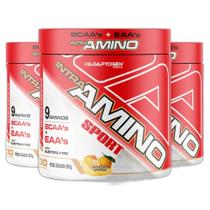 Kit 3 Pre Treino 9 Aminos Eaa Bcaa Tangerina 201g Adaptogen