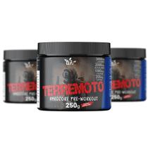 kit 3 Pré Treino Terremoto 250g Com as composições L-Arginina,Beta Alanina, L-Taurina e Cafeína