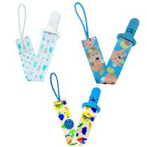 Kit 3 Prendedor de Chupeta Pietra BabyKit 3 Prendedores de Chupetas Estampado Pietra Baby Menimo Menina Infantil Corrente Cordão Bebê Criança