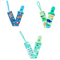 Kit 3 Prendedor de Chupeta Pietra BabyKit 3 Prendedores de Chupetas Estampado Pietra Baby Menimo Menina Infantil Corrente Cordão Bebê Criança