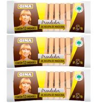 Kit 3 Prendedor de Roupa de Madeira Gina Contém 12 Unidades Kit 3 Prendedor de Roupa de Madeira Gina Contém 12 Unidades