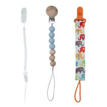 Kit 3 Prendedores De Chupeta Pietra Baby Mola Bambu Estampado Serve Mam Nuk Avent Lilo Bebê Infantil