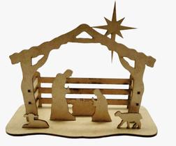 Kit 3 Presépios em MDF Cru para Decoração de Natal, 3mm, Lembrancinha