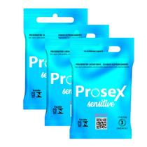 Kit 3 Preservativo Prosex Sensitive Lubrificado 3 Unidades Kit 3 Preservativo Prosex Sensitive Lubrificado 3 Unidades