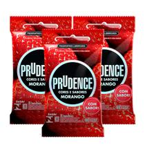 Kit 3 Preservativo Prudence Cores e Sabores Morango 3 Unidades